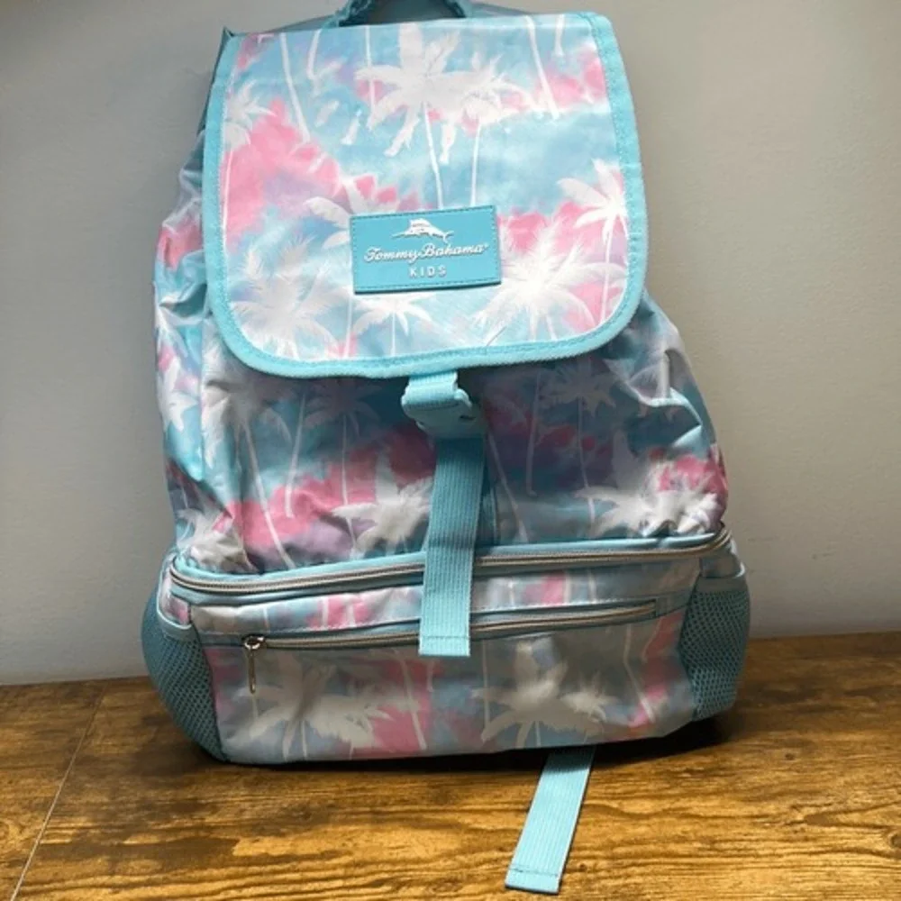 Tommy Bahama Kids Backpack Tropical Palm Tree Print with Insulated Cooler Blue